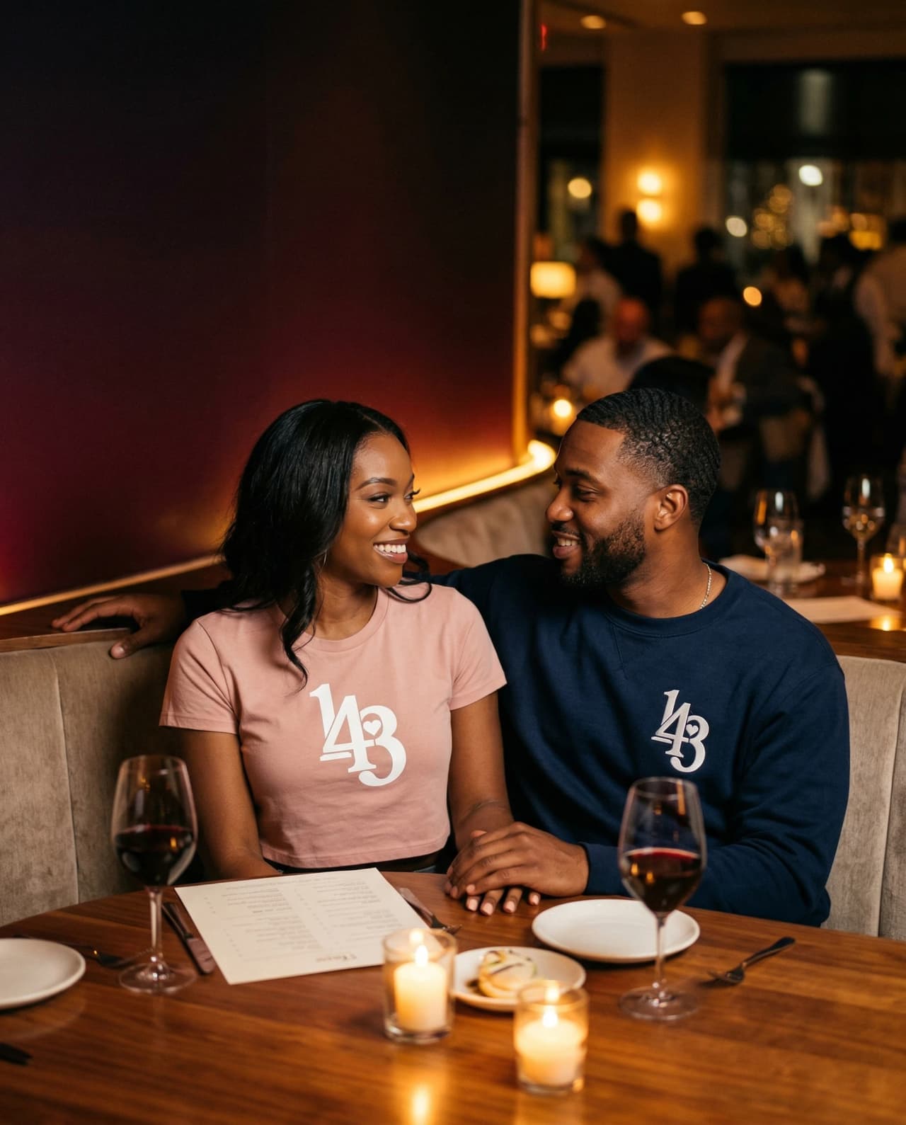 Couple on a date night in matching 143 fits